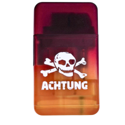 Zapalova� Achtung pr�hledn� oran�ovo-bordov� 1 ks
